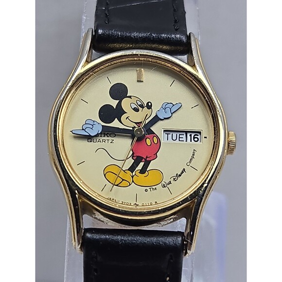 Vintage Seiko Disney Mickey Mouse Day Date Watch Womens 3Y03-0049 New Battery main image 11